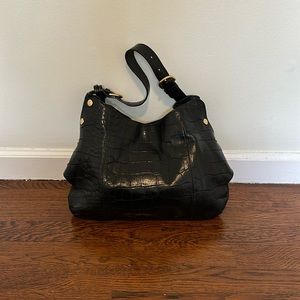 Furla black snake skin shoulder bag.
